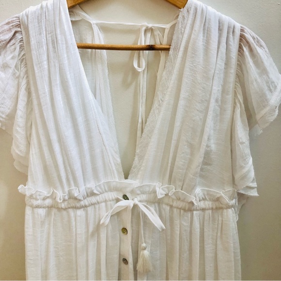 Flowy White Short Sleeve Maxi Dress NWT - Picture 4 of 8